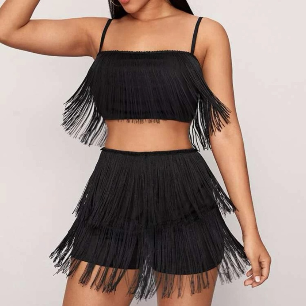 Fringe Overlay Cami Top and Shorts
